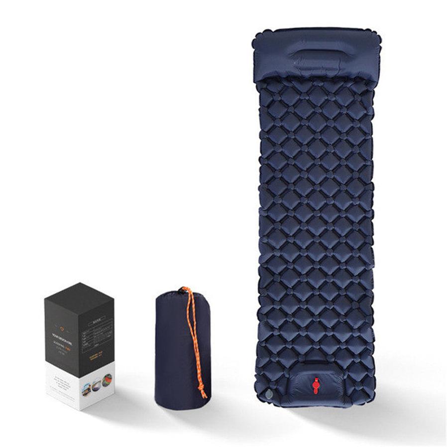 HKM-218003 Ultralight Inflatable Camping Sleeping Pad with Integrated Pillows for Hiking and Travel