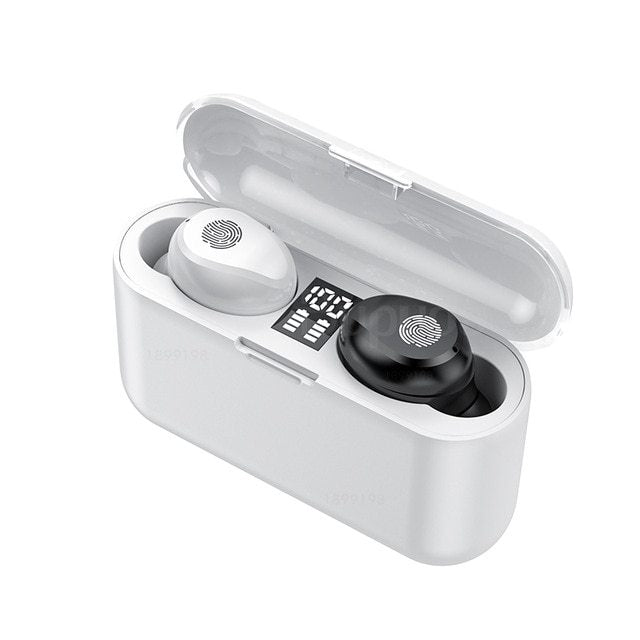 HKM-218003 Wireless Bluetooth Headset F9 with Touch Digital Display and Stereo Sound, Supports NFC, Voice Control, and Multi-Point Connection