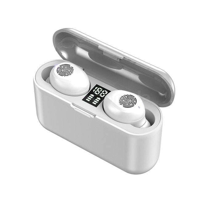 HKM-218003 Wireless Bluetooth Headset F9 with Touch Digital Display and Stereo Sound, Supports NFC, Voice Control, and Multi-Point Connection