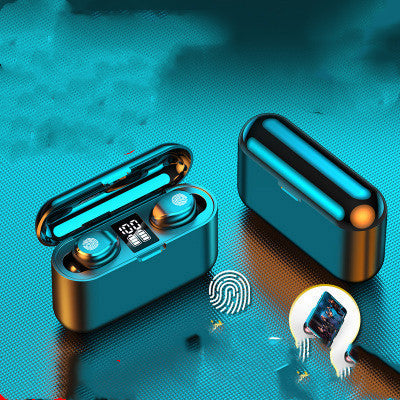 HKM-218003 Wireless Bluetooth Headset F9 with Touch Digital Display and Stereo Sound, Supports NFC, Voice Control, and Multi-Point Connection