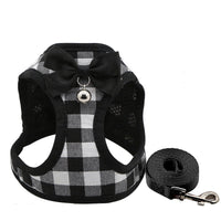 HKM-2180669 Adjustable Cat Harness and Leash Set with Bowtie - Comfortable Tuxedo Style for Kittens and Puppies - Five Color Options - Durable Nylon and Polyester