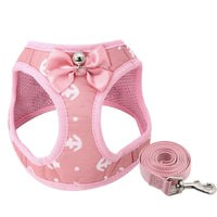 HKM-2180669 Adjustable Cat Harness and Leash Set with Bowtie - Comfortable Tuxedo Style for Kittens and Puppies - Five Color Options - Durable Nylon and Polyester