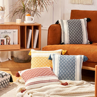 HKM-218195 Geometric Striped Woven Jacquard Cushion Cover in Vibrant Colors - 45x45cm