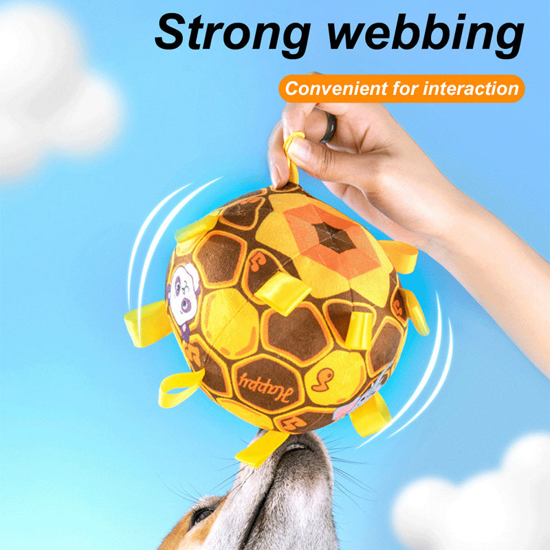 HKM-2182461 Durable Interactive Dog Toy with Plush Handle and Bells for Aggressive Chewers, 15cm