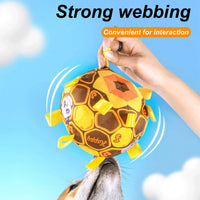 HKM-2182461 Durable Interactive Dog Toy with Plush Handle and Bells for Aggressive Chewers, 15cm