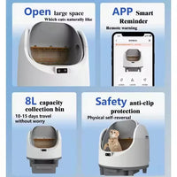 HKM-218259 Automatic Self-Cleaning Cat Litter Box with Odor Control, Large Capacity, Comfortable Design, Eco-Friendly Plastic Material.