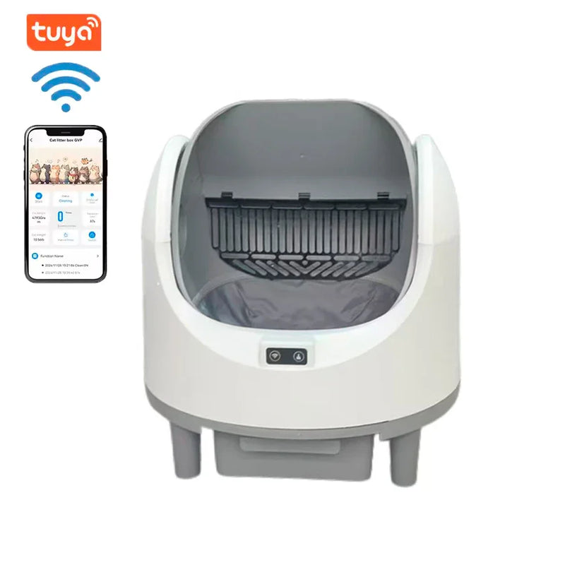 HKM-218259 Automatic Self-Cleaning Cat Litter Box with Odor Control, Large Capacity, Comfortable Design, Eco-Friendly Plastic Material.