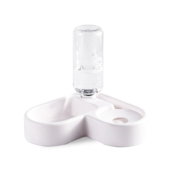 HKM-2185149 Heart-Shaped Double Pet Bowl with Automatic Water Refilling System, 500ml Capacity, PP Material, 22x22x20.8cm