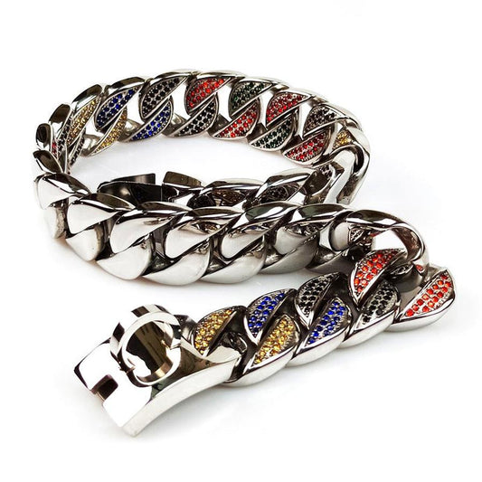 HKM-218515 Stainless Steel 304 Dog Collar with Metal Chain ¨C Available in Multiple Sizes
