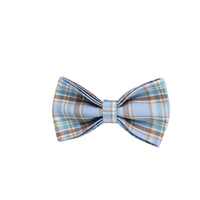 HKM-2186941 Sky Blue Grid Dog Collar and Leash Set with Bow Tie for Small to Medium Dogs