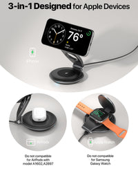 HKM-218835 3-in-1 Wireless Travel Charging Station for iPhone, AirPods, and iWatch with 30W Adapter
