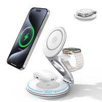 HKM-218835 3-in-1 Wireless Travel Charging Station for iPhone, AirPods, and iWatch with 30W Adapter