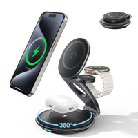 HKM-218835 3-in-1 Wireless Travel Charging Station for iPhone, AirPods, and iWatch with 30W Adapter