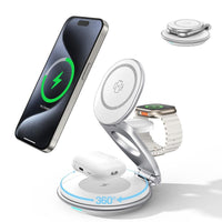 HKM-218835 3-in-1 Wireless Travel Charging Station for iPhone, AirPods, and iWatch with 30W Adapter
