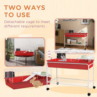 HKM-2188605 Two-Story Small Animal Cage with Removable Stand, Shelf & Wheels - 39" x 20.5" x 36.5" - Ideal for Guinea Pigs, Ferrets, & More