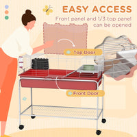 HKM-2188605 Two-Story Small Animal Cage with Removable Stand, Shelf & Wheels - 39" x 20.5" x 36.5" - Ideal for Guinea Pigs, Ferrets, & More
