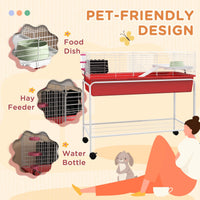 HKM-2188605 Two-Story Small Animal Cage with Removable Stand, Shelf & Wheels - 39" x 20.5" x 36.5" - Ideal for Guinea Pigs, Ferrets, & More
