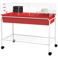 HKM-2188605 Two-Story Small Animal Cage with Removable Stand, Shelf & Wheels - 39" x 20.5" x 36.5" - Ideal for Guinea Pigs, Ferrets, & More