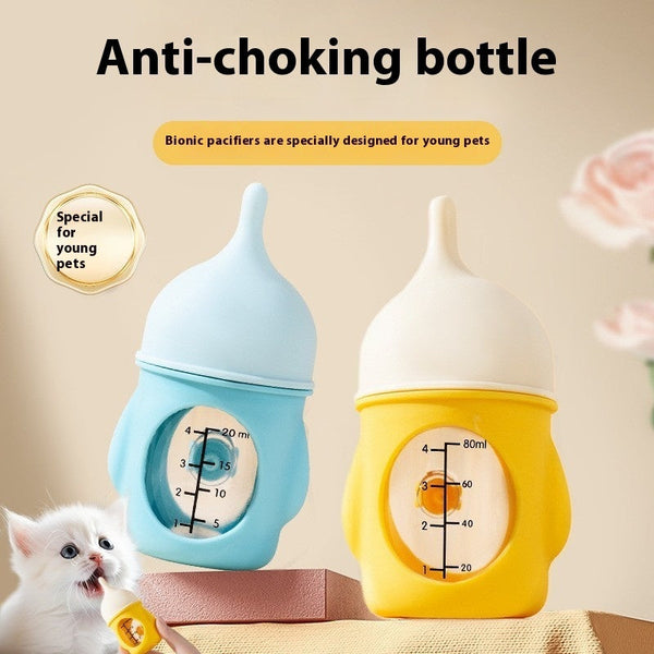 HKM-2188733 Bionic Silicone Pet Feeding Bottle, 20ml & 80ml Sizes, Anti-Choke Design for Kittens and Puppies