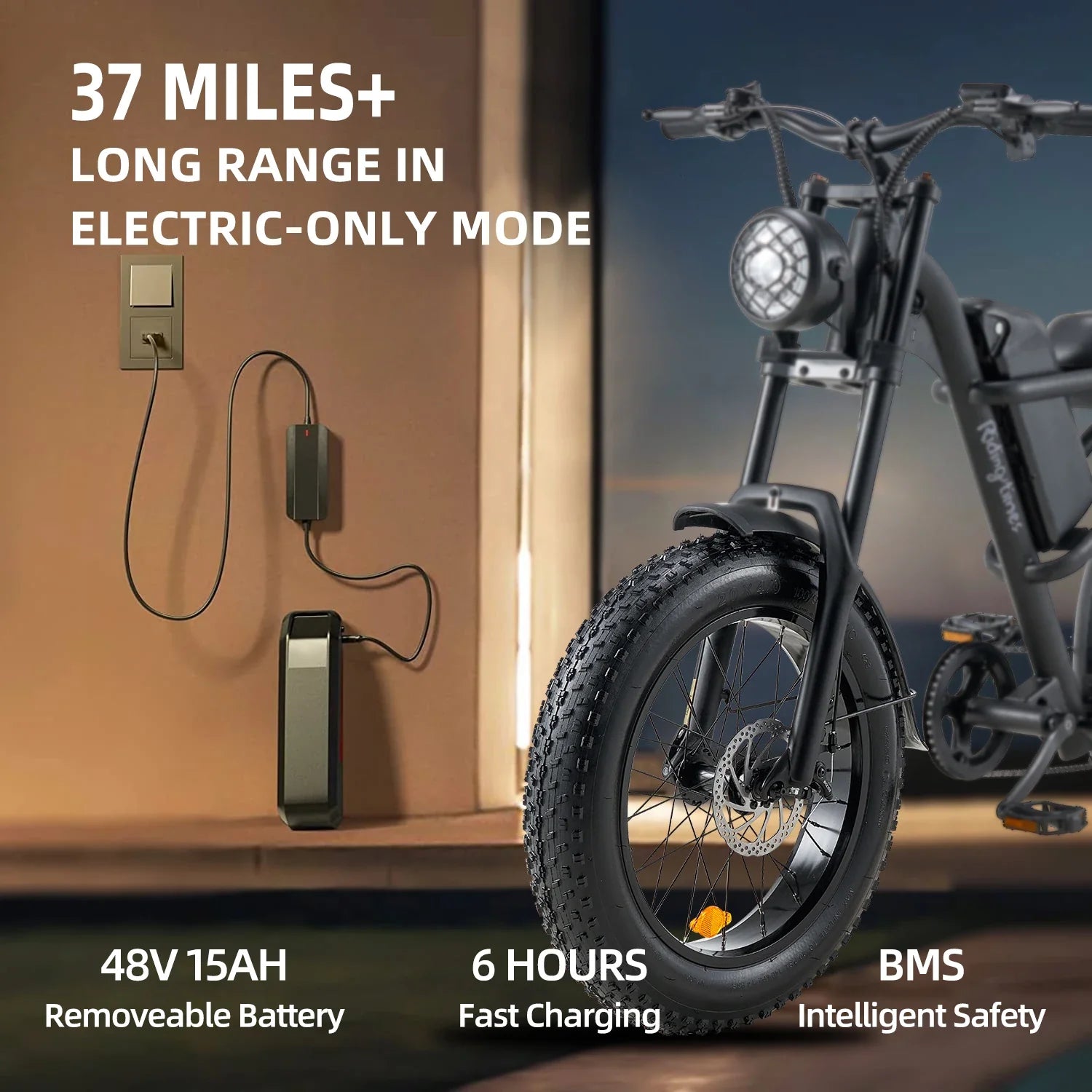 HKM-218899 Electric Fat Tire Bike with 2000W Motor, 7-Speed Gears, and Dual Battery for Adults