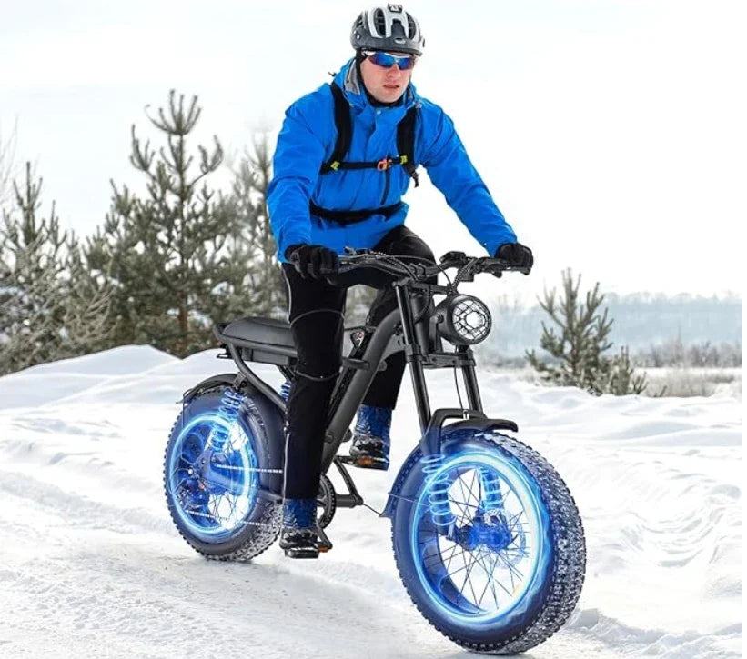 HKM-218899 Electric Fat Tire Bike with 2000W Motor, 7-Speed Gears, and Dual Battery for Adults