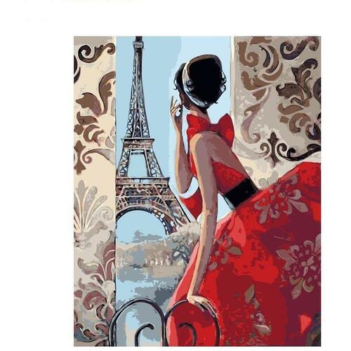 HKM-218963 DIY Painting By Numbers Kit - Linen Canvas with Brush, Paint, and Hook Included