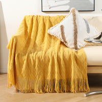 HKM-218963 Nordic Knitted Acrylic Sofa Cover and Leisure Blanket, Geometric Pattern, Modern Design 127x152+15CM