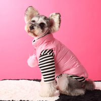 HKM-2190525 Warm Down Vest for Dogs with Removable Fur Ball - Autumn and Winter Casual Style in Multiple Sizes