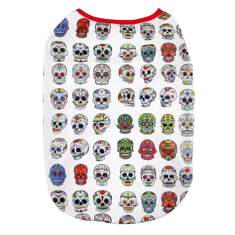 HKM-2191293 Skull Print Cotton T-Shirt Vest for Small to Extra Large Dogs