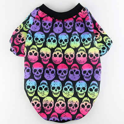 HKM-2191293 Skull Print Cotton T-Shirt Vest for Small to Extra Large Dogs