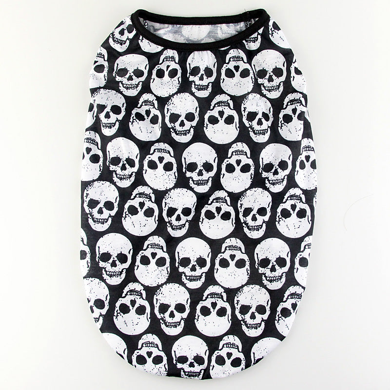 HKM-2191293 Skull Print Cotton T-Shirt Vest for Small to Extra Large Dogs