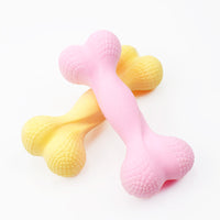 HKM-2191549 Durable TPR Chew Toys for Big and Small Dogs - Fun Bone Shapes in Pink, Yellow, and Blue
