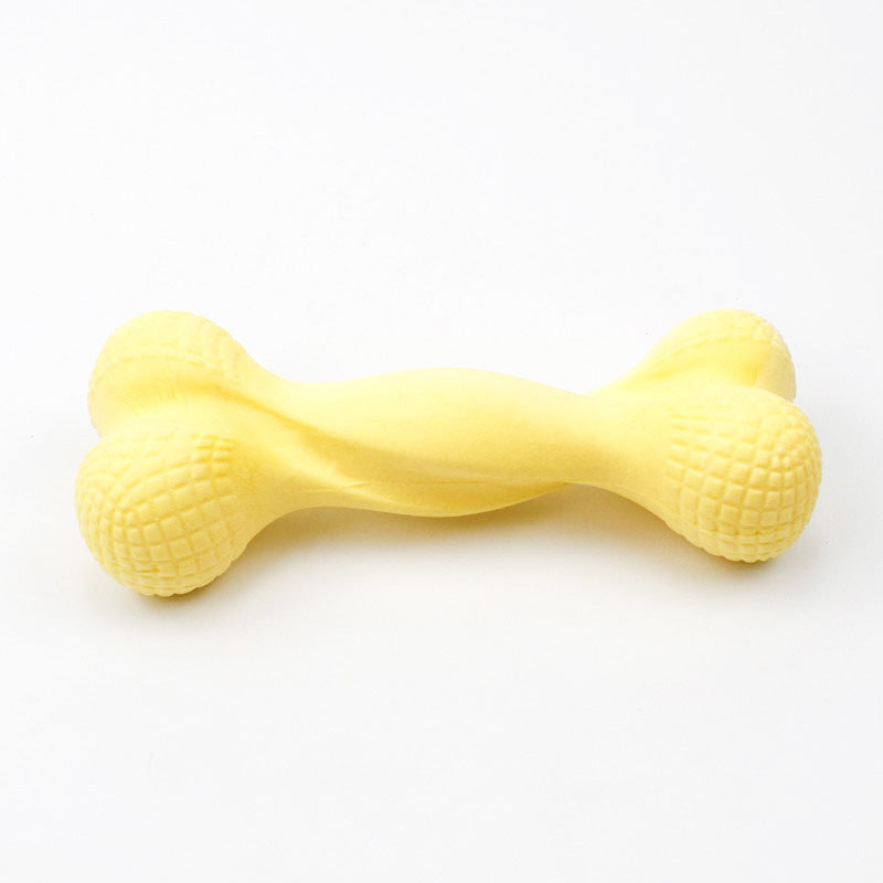 HKM-2191549 Durable TPR Chew Toys for Big and Small Dogs - Fun Bone Shapes in Pink, Yellow, and Blue