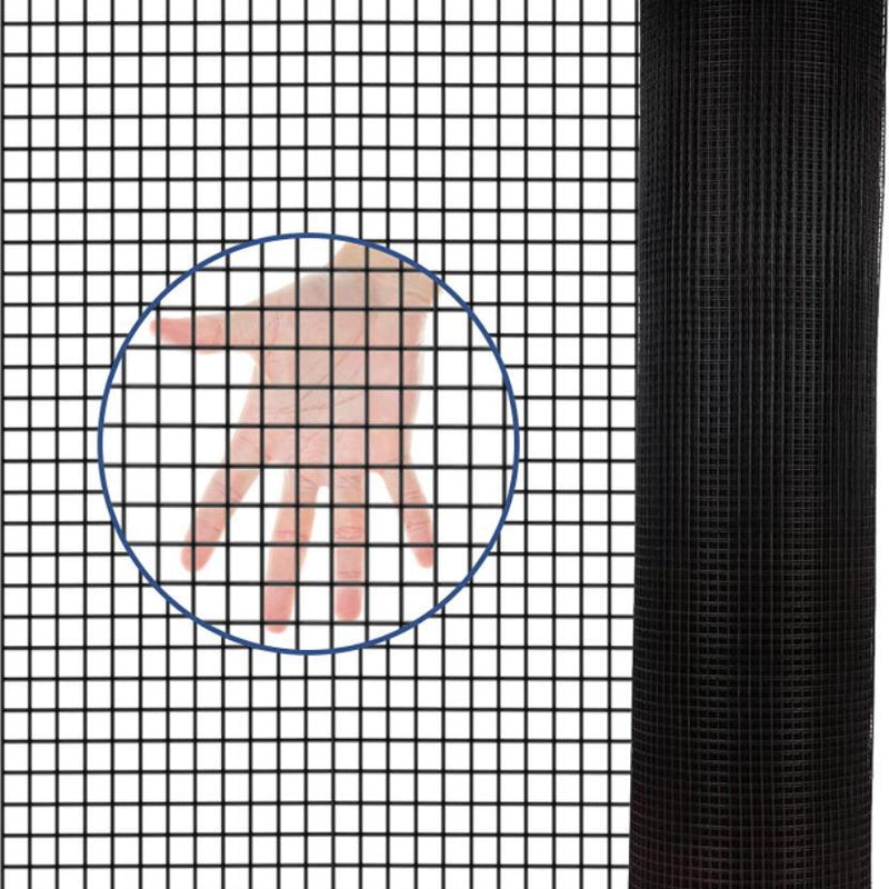 HKM-219155 24-inch x 50 ft Black PVC Coated Hardware Cloth, 21 Gauge Metal Fencing for Poultry and Home Use