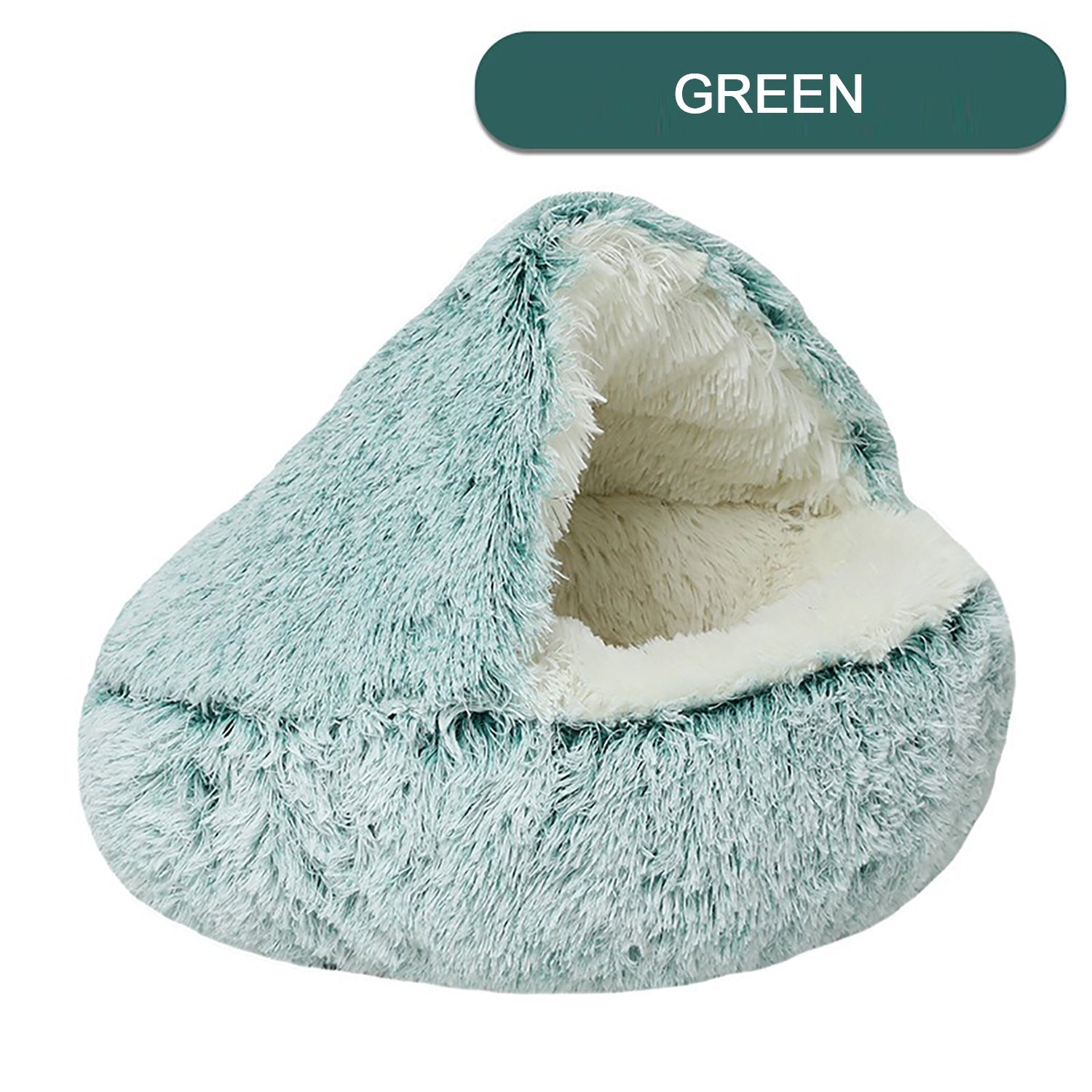 HKM-2192189 Plush Round Cat Bed with Semi-Enclosed Cave Design for Cozy Comfort and Easy Cleaning