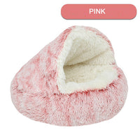 HKM-2192189 Plush Round Cat Bed with Semi-Enclosed Cave Design for Cozy Comfort and Easy Cleaning