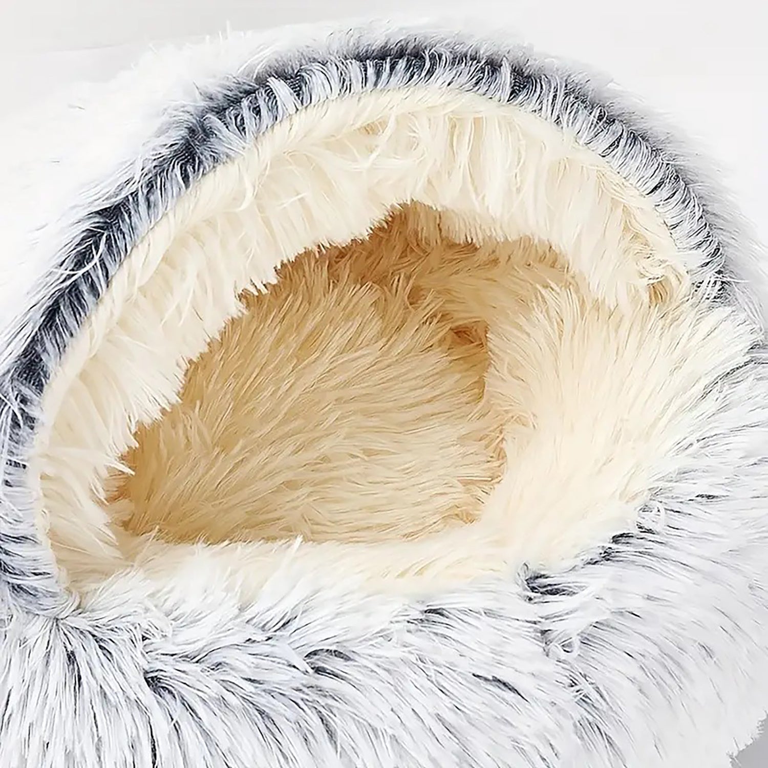 HKM-2192189 Plush Round Cat Bed with Semi-Enclosed Cave Design for Cozy Comfort and Easy Cleaning