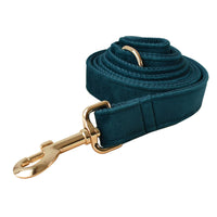HKM-2192701 Peacock Blue Cotton Dog Collar and Leash Set with Alloy Carabiner