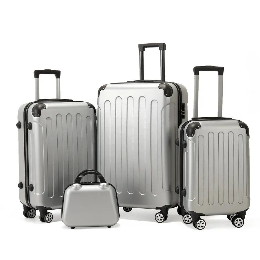 HKM-219347 4-Piece Soft Luggage Set with Carry-On Bag and Wheels for Convenient Travel