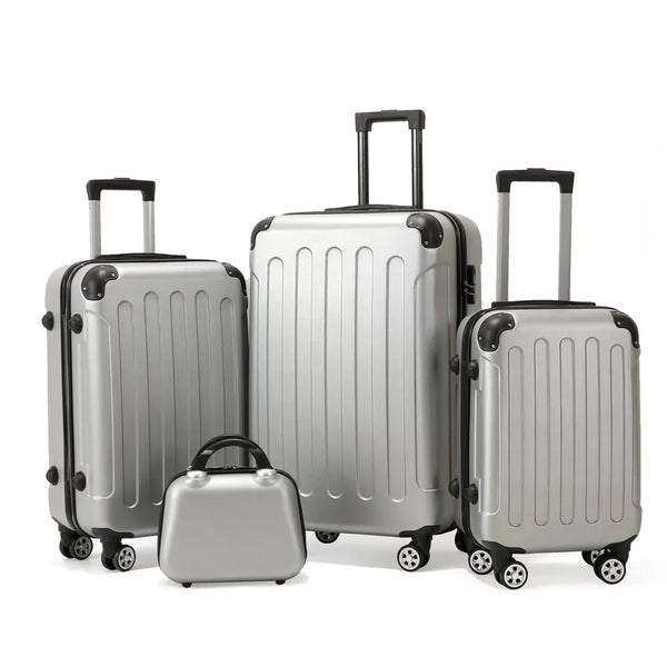 HKM-219347 4-Piece Soft Luggage Set with Carry-On Bag and Wheels for Convenient Travel