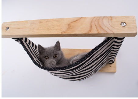 HKM-2193981 Wall-Mounted Wooden Cat Hammock for Cozy Resting Spaces