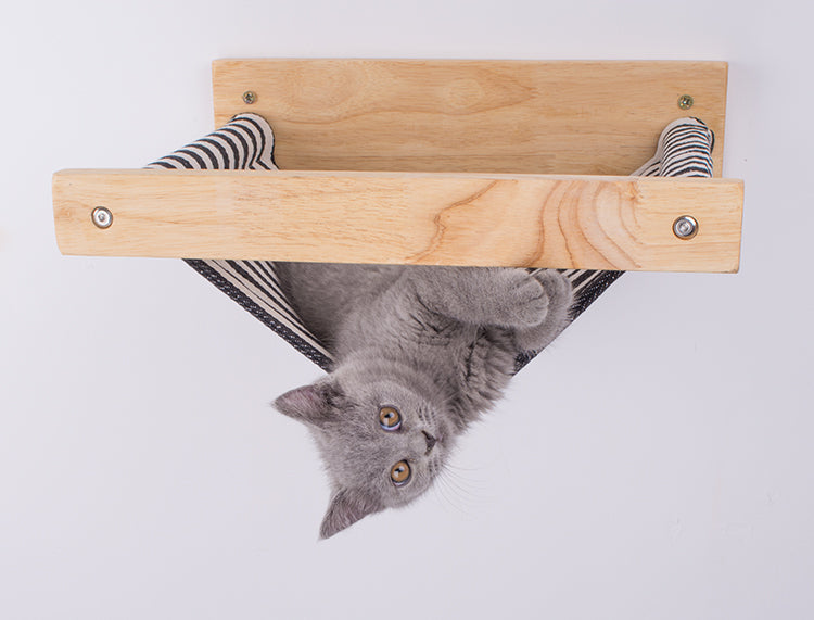 HKM-2193981 Wall-Mounted Wooden Cat Hammock for Cozy Resting Spaces