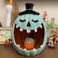 HKM-219411 Ceramic Pumpkin Ornaments for Christmas - Nordic Style Decorations in Blue & Yellow