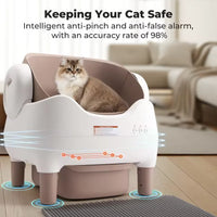 HKM-219411 Smart Cat Litter Box with Intelligent Self-Cleaning Function, Large Capacity and App Control, Open Design