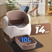 HKM-219411 Smart Cat Litter Box with Intelligent Self-Cleaning Function, Large Capacity and App Control, Open Design