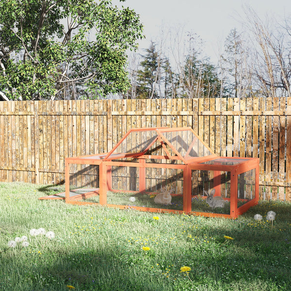 HKM-2194365 Large Wooden Rabbit Hutch with Outdoor Run and Lockable Access for Small Animals
