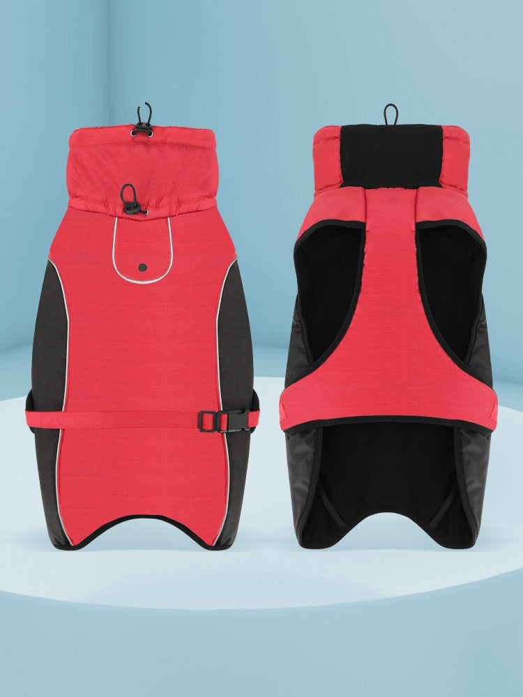 HKM-2195133 Warm Plush Diving Suit for Medium and Large Dogs - Waterproof Oxford Cloth with Fleece Lining