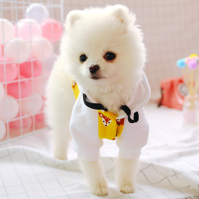 HKM-2195773 Cozy Cotton Fleece Hoodie for Cats in Gold with Yellow Bear Design