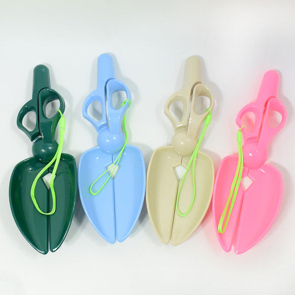 HKM-2196285 Dog Poop Clipping Tool with Handle - Hygienic Scissors Style Scoop in Blue, Green, Gray, and Pink