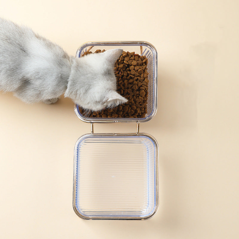 HKM-2196669 Elevated Pet Bowl with Oblique Mouth Design for Neck Support - Gold-Plated Iron & ABS Material